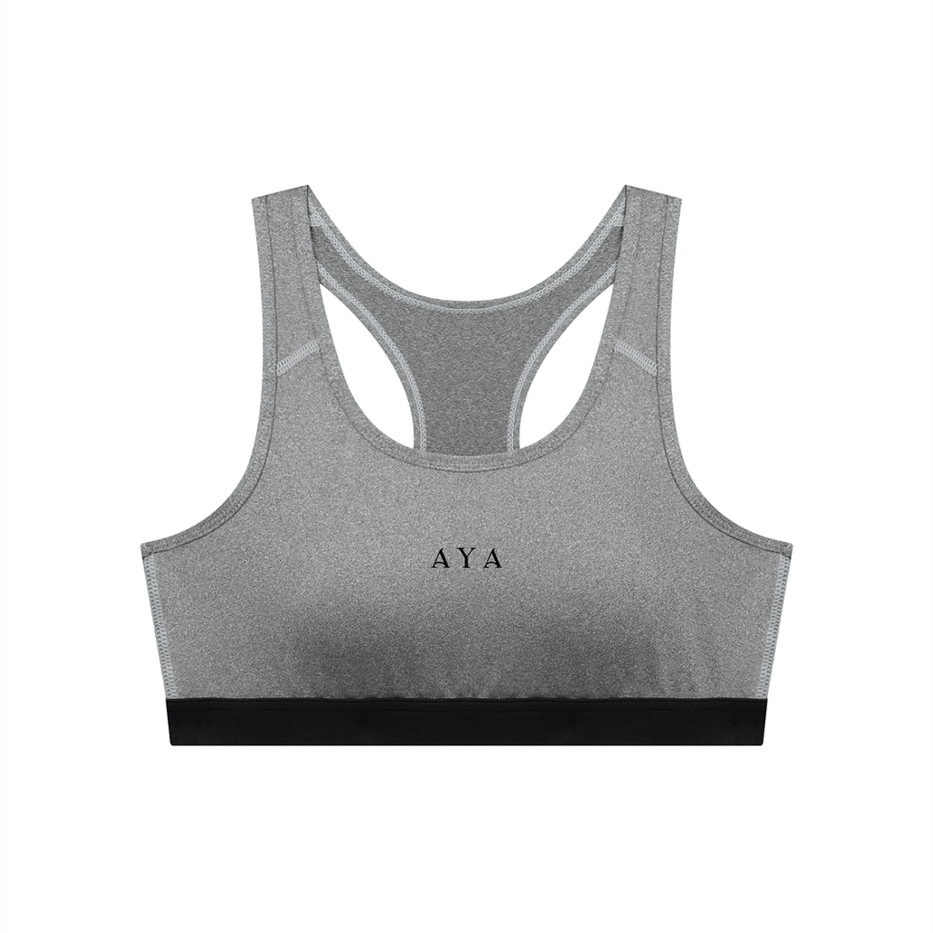 The Women's Cropped Sports Bra in Flower Gray