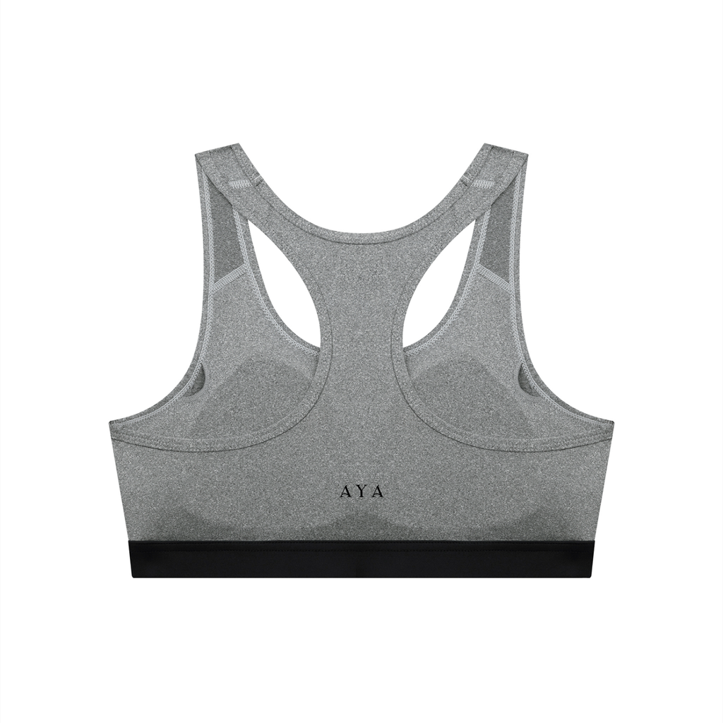 The Women's Cropped Sports Bra in Flower Gray